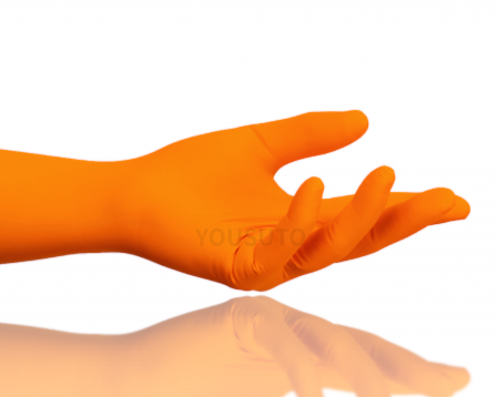 Aseptic orange nitrile gloves