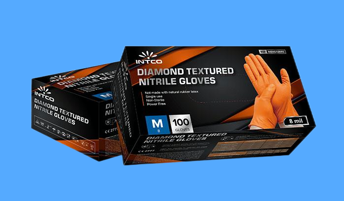 Diamond Textured Nitrile Gloves INTCO