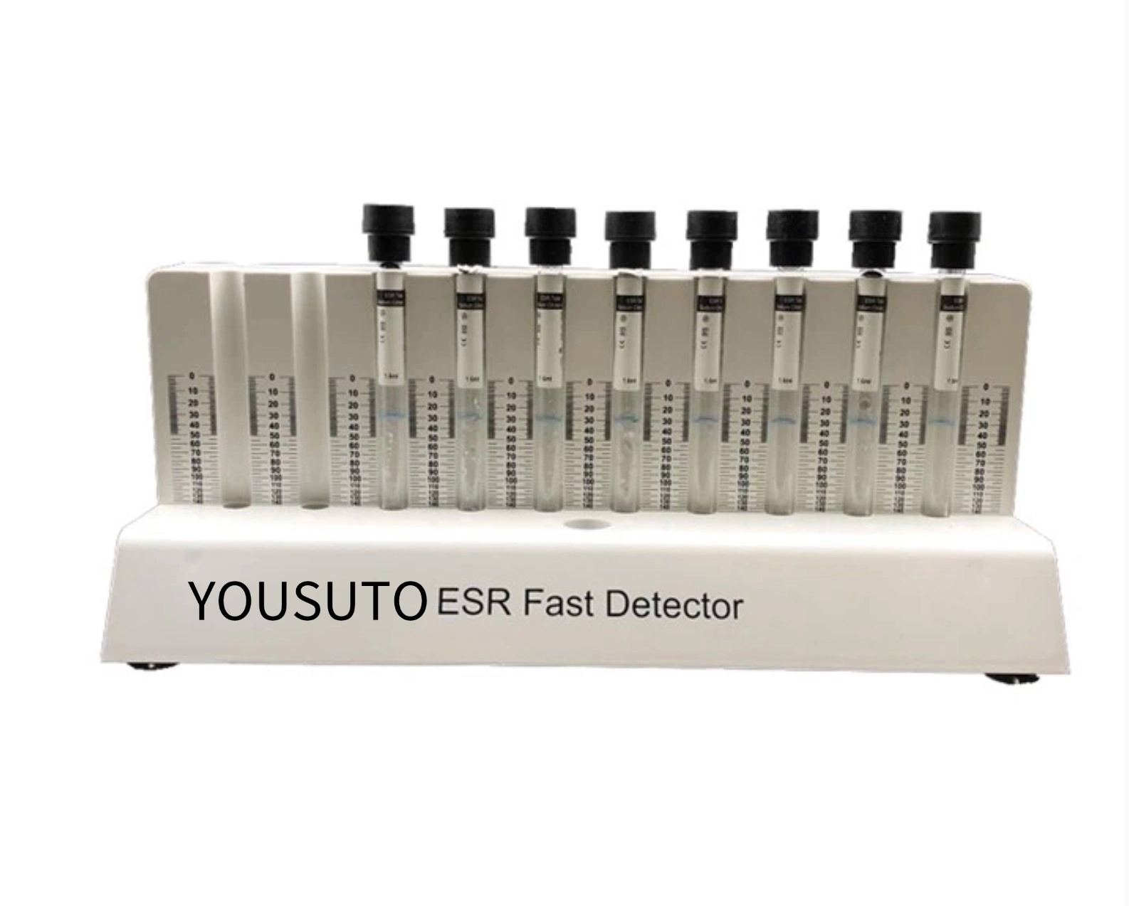 10-Hole ESR Test Rack is designed for use with 1.28ML and 1.6ML ESR tubes, allowing for simultaneous testing of 10 specimens. It delivers ESR results in 30 minutes and features a stainless steel base with a silicone cushioning pad to reduce noise and prevent contamination. Ideal for clinical hematology testing.