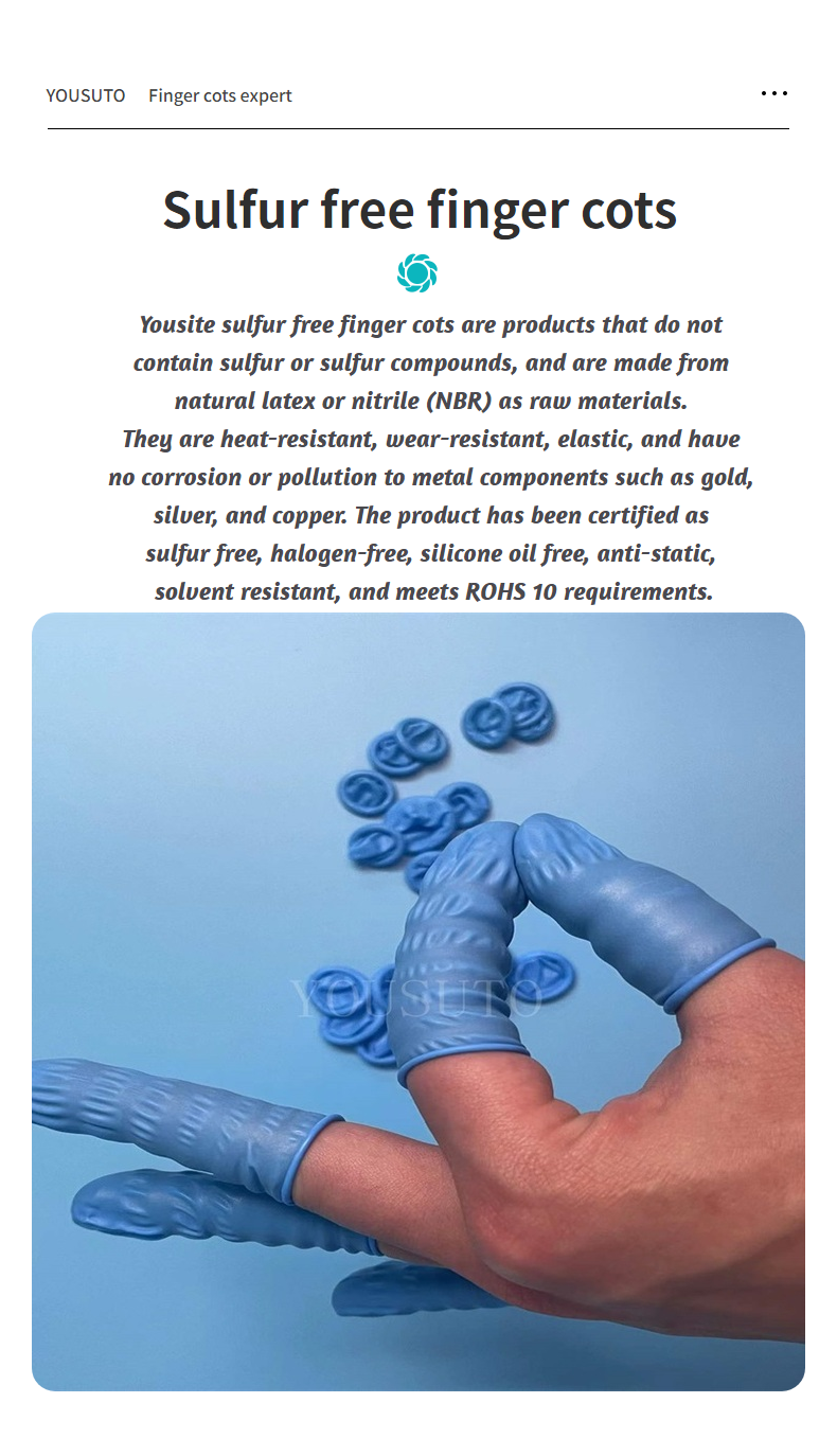 Blue Nitrile Finger Cots (Sulfur free )