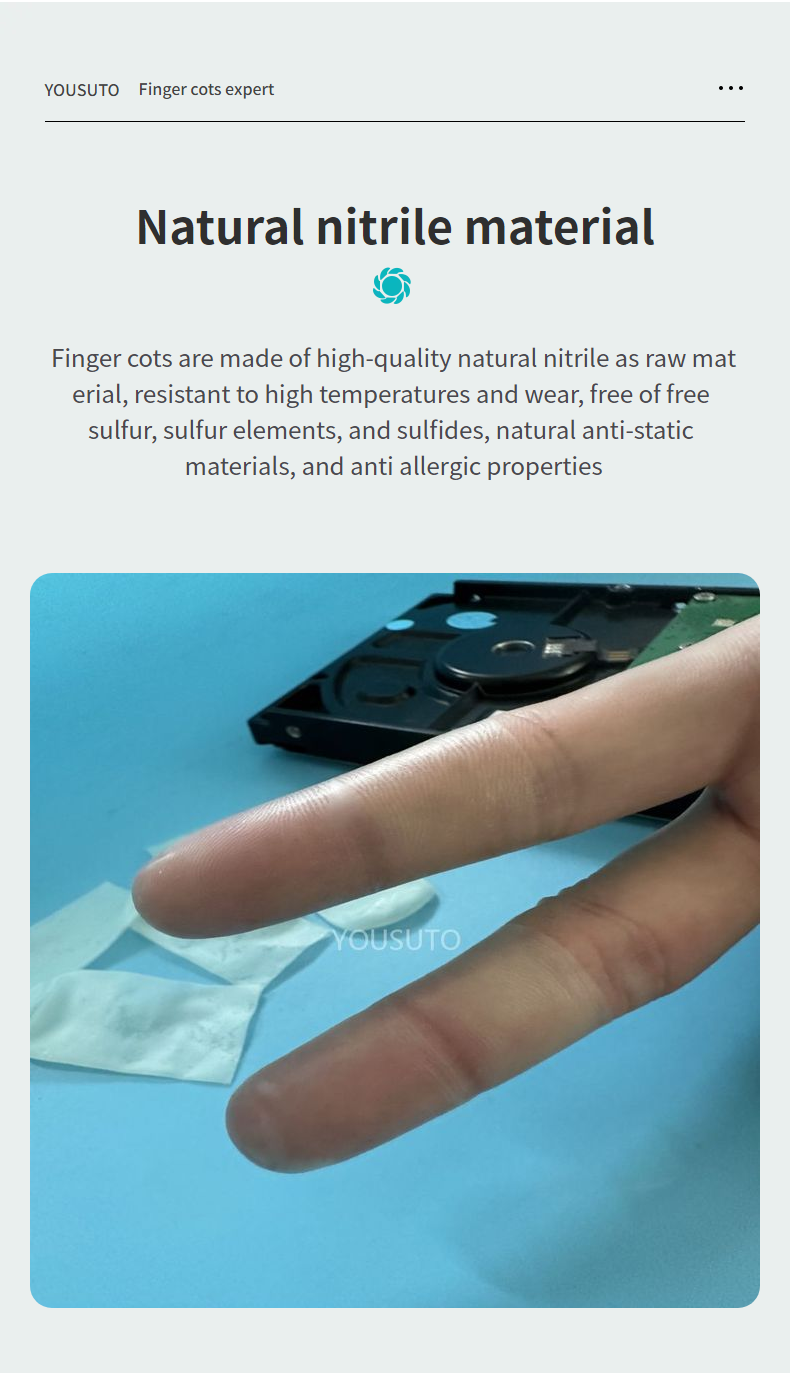 Cut sulfur free finger cots (nitrile material)