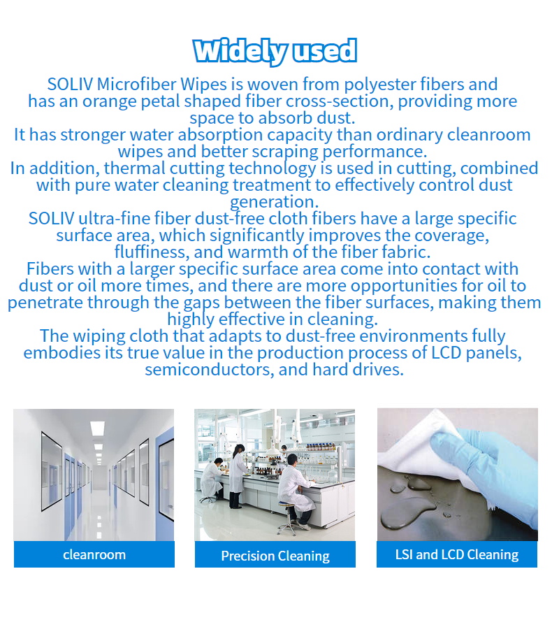 Soliv cleanroom wipes (Widely used)